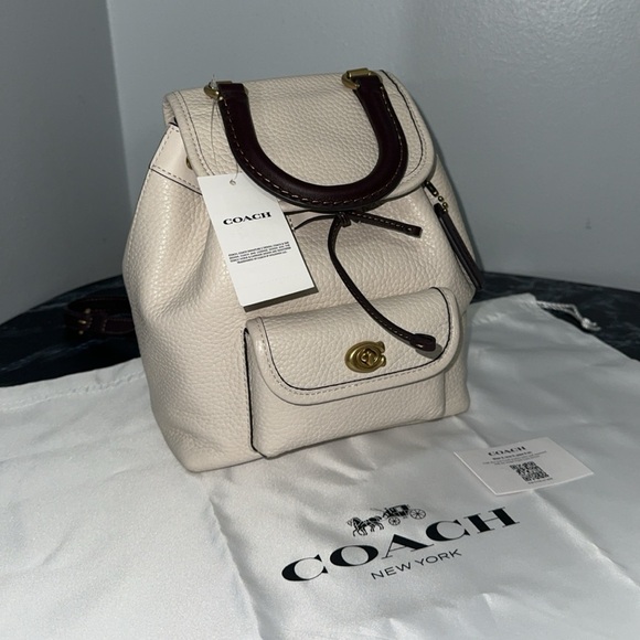 COACH Bag Riya 21 Backpack Chalk White Leather AUTHENTIC NWT-Broken Snap Closure - Picture 2 of 15